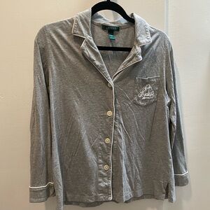 Lauren by Ralph Lauren Gray Button-Up Pajama Set